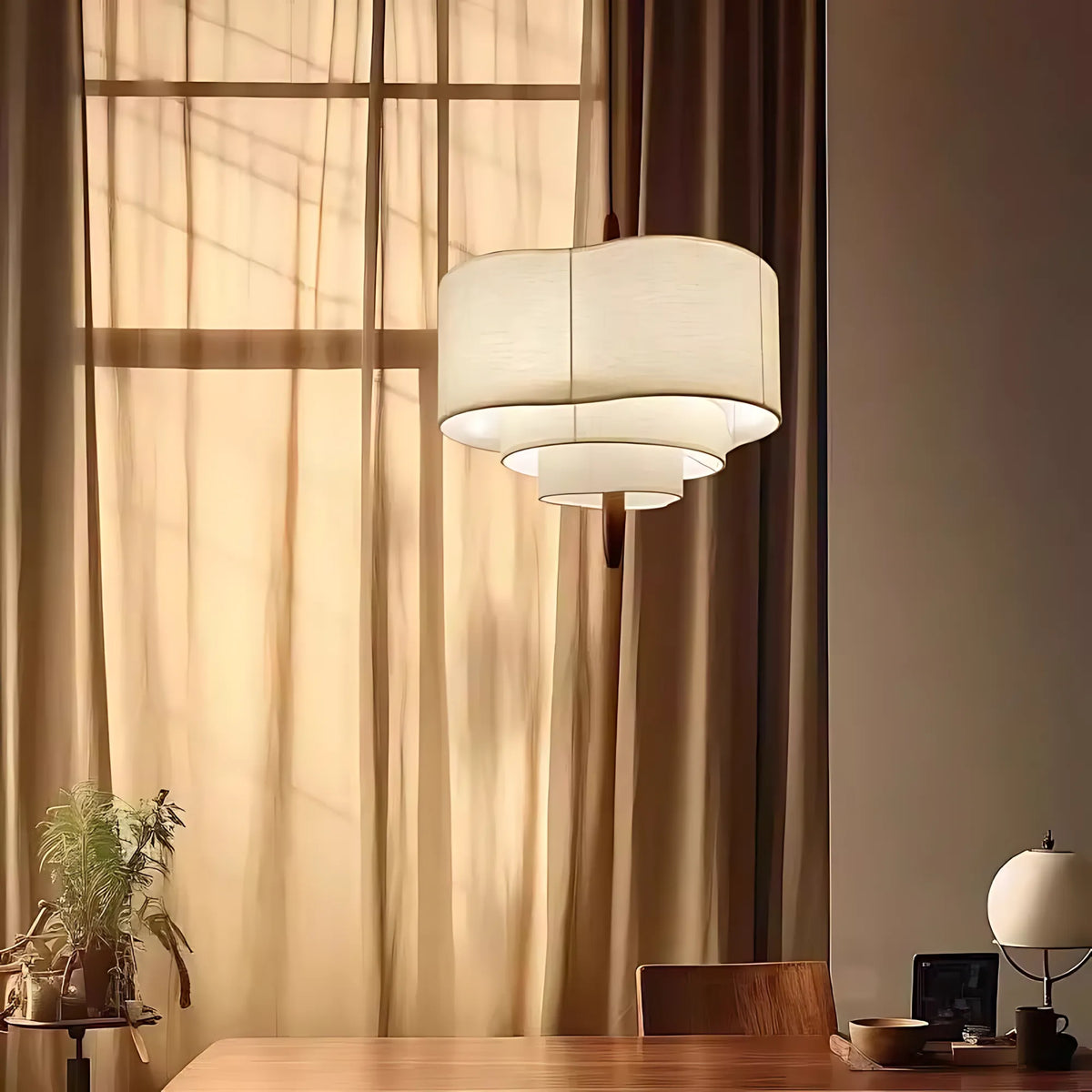 Triple-Tier Linen Pendant Light
