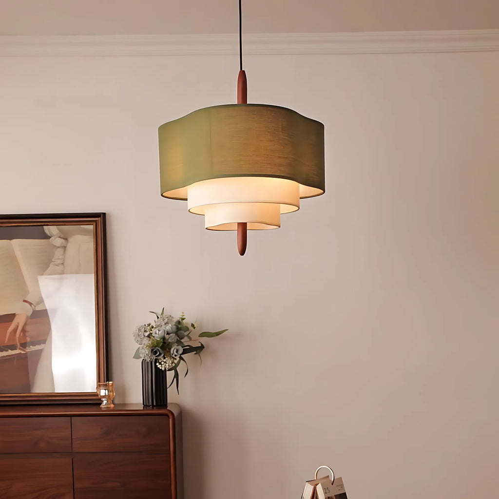 Triple-Tier Linen Pendant Light