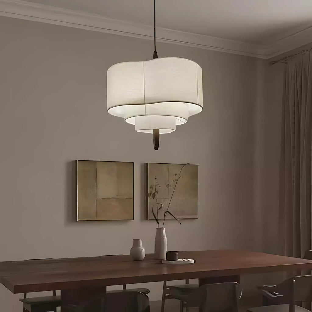 Triple-Tier Linen Pendant Light