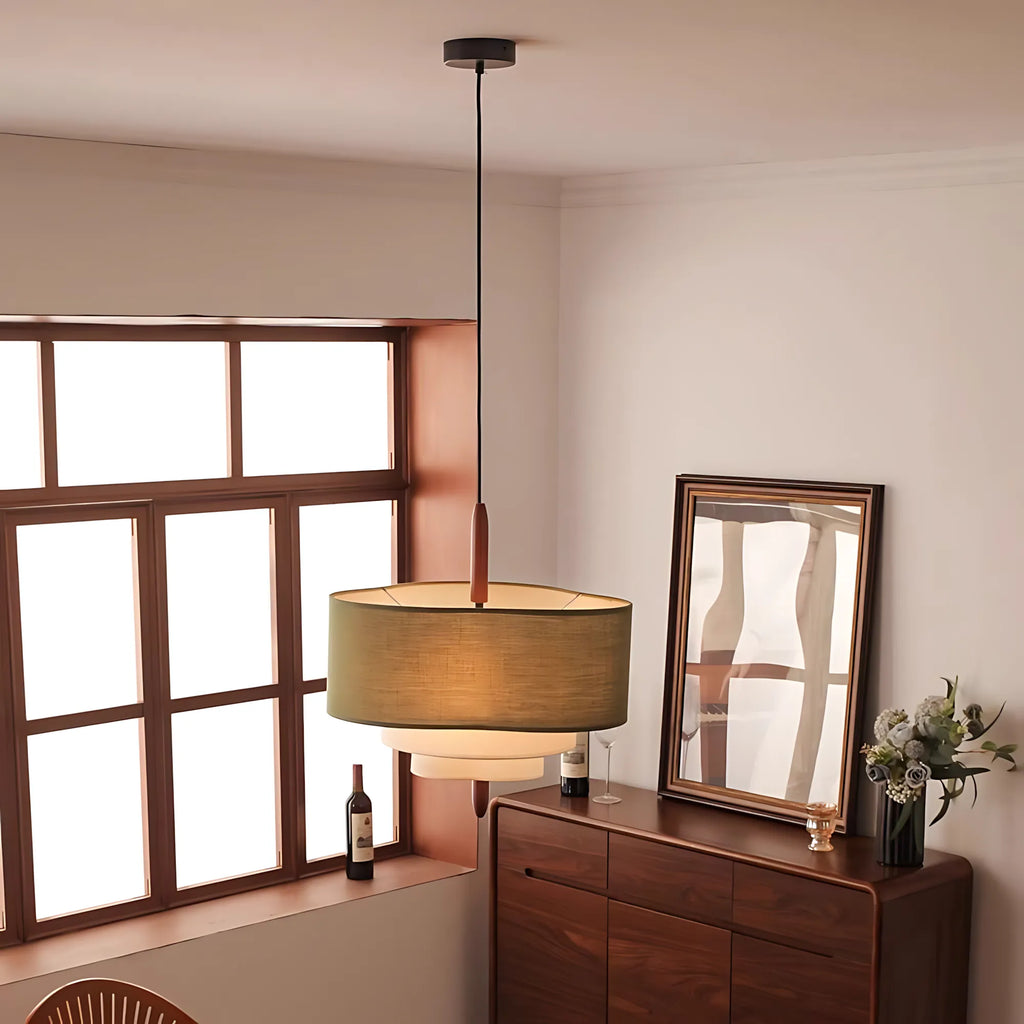 Triple-Tier Linen Pendant Light
