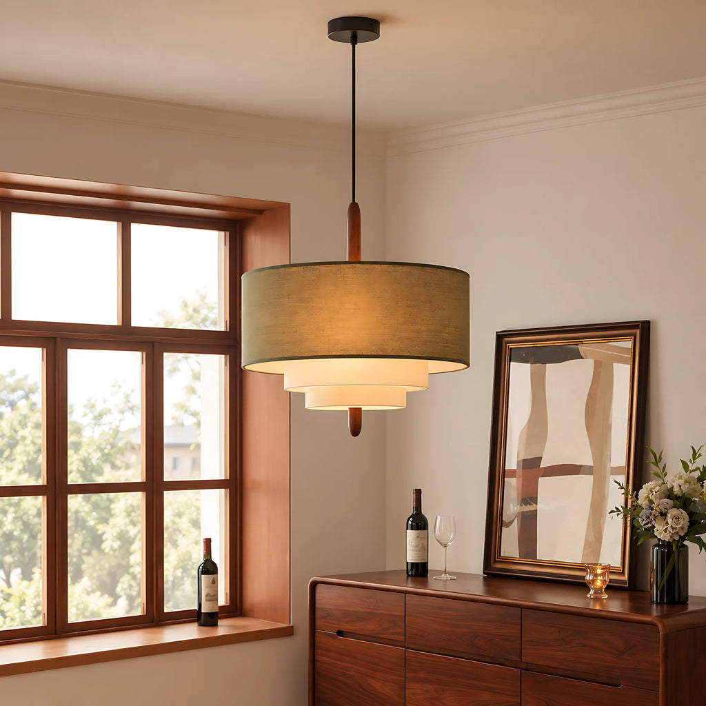 Triple-Tier Linen Pendant Light
