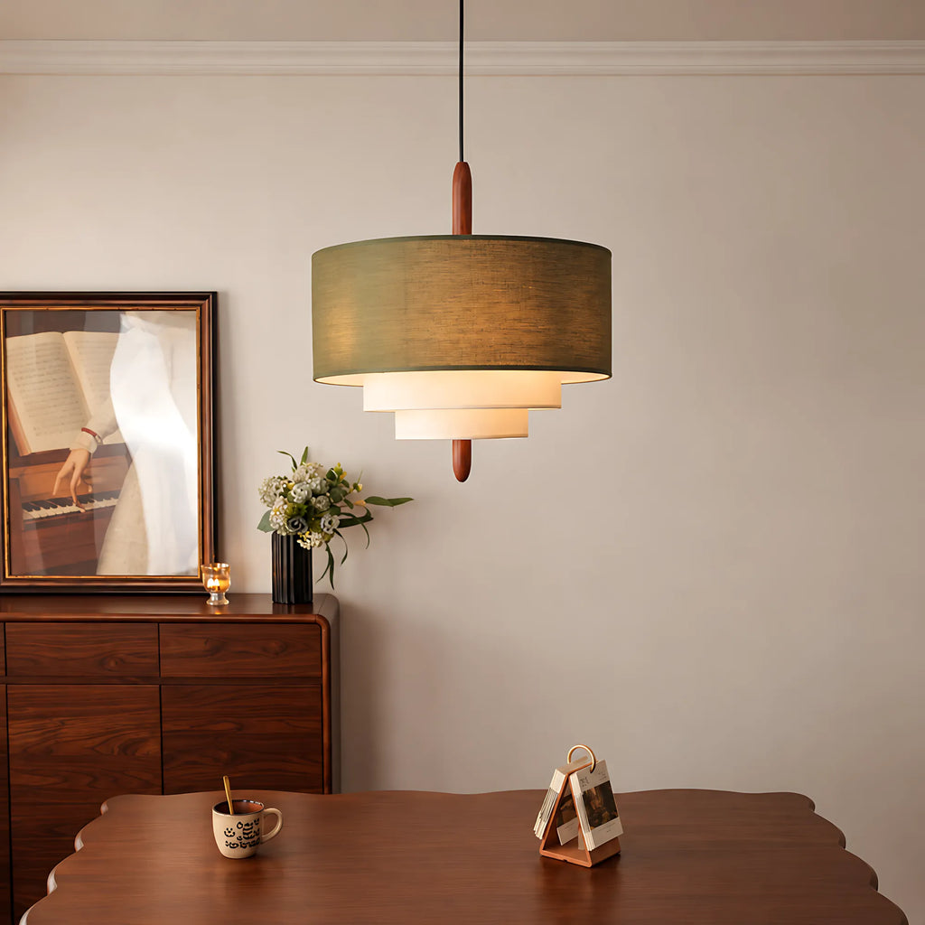 Triple-Tier Linen Pendant Light