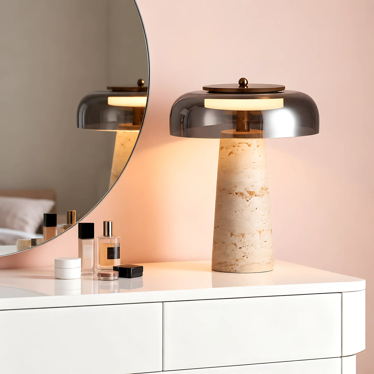 Valtiera Yellow Travertine Glass Table Lamp