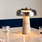 Valtiera Yellow Travertine Glass Table Lamp