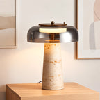 Valtiera Yellow Travertine Glass Table Lamp