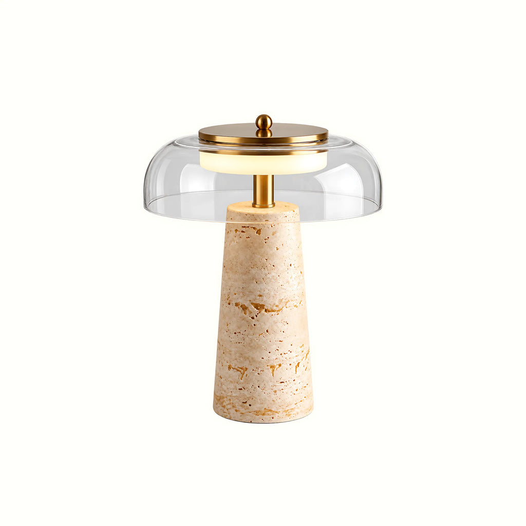 Valtiera Yellow Travertine Glass Table Lamp