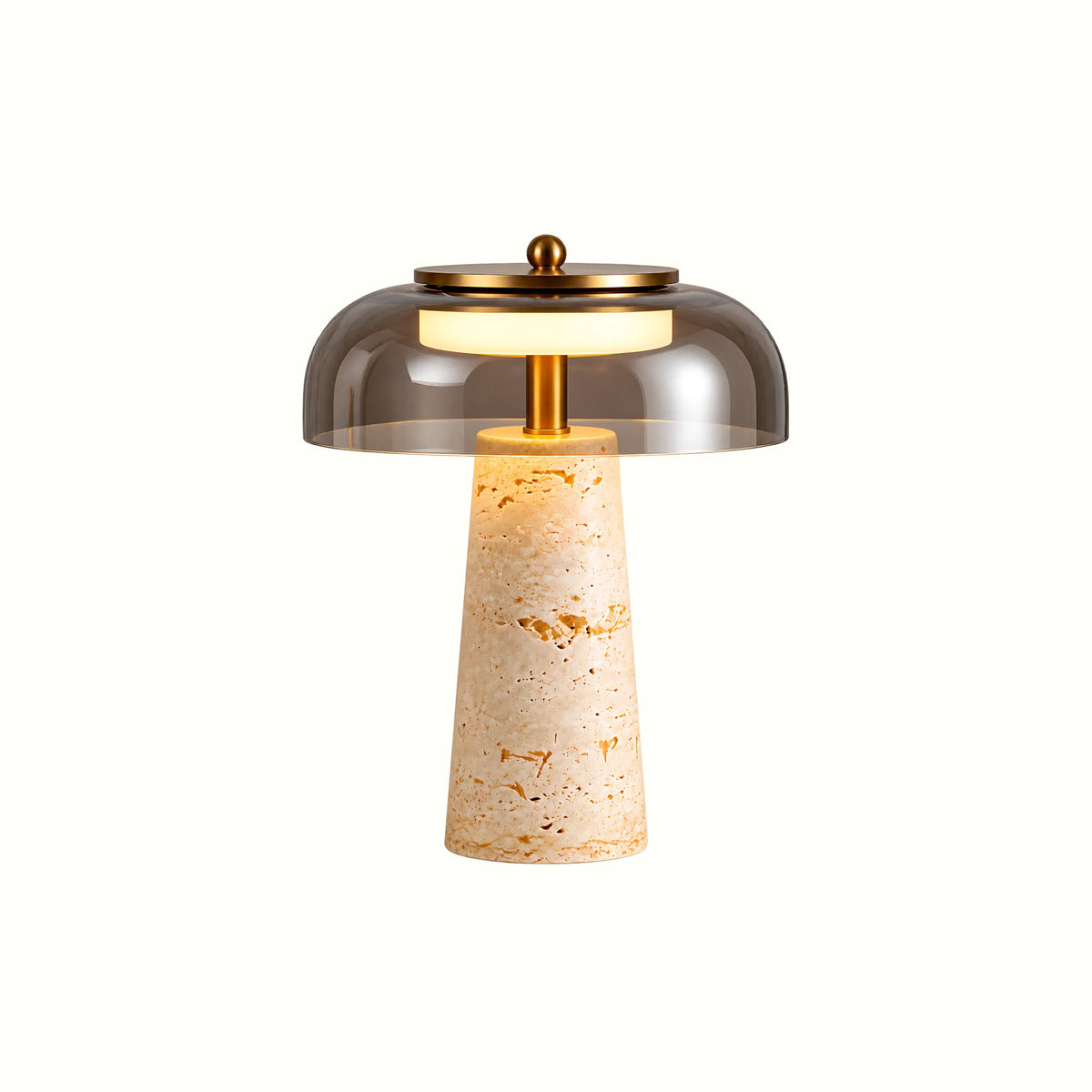 Valtiera Yellow Travertine Glass Table Lamp
