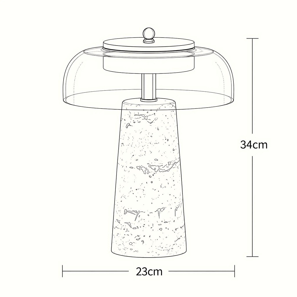 Valtiera Yellow Travertine Glass Table Lamp