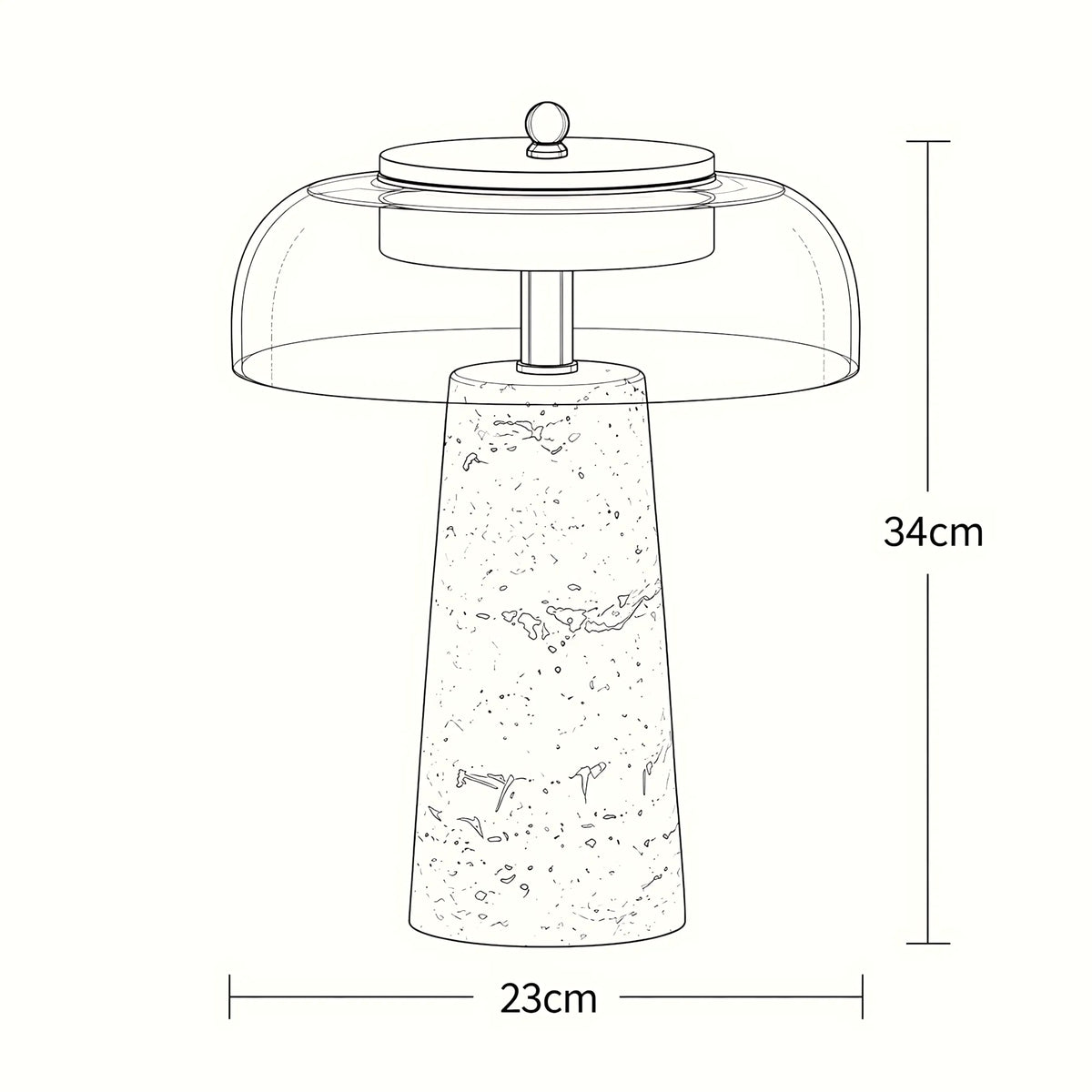 Valtiera Yellow Travertine Glass Table Lamp