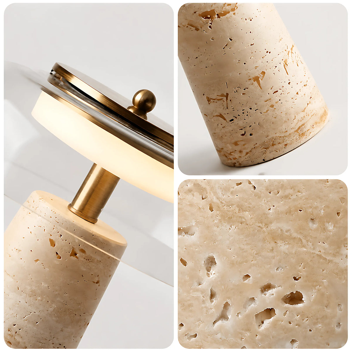 Valtiera Yellow Travertine Glass Table Lamp