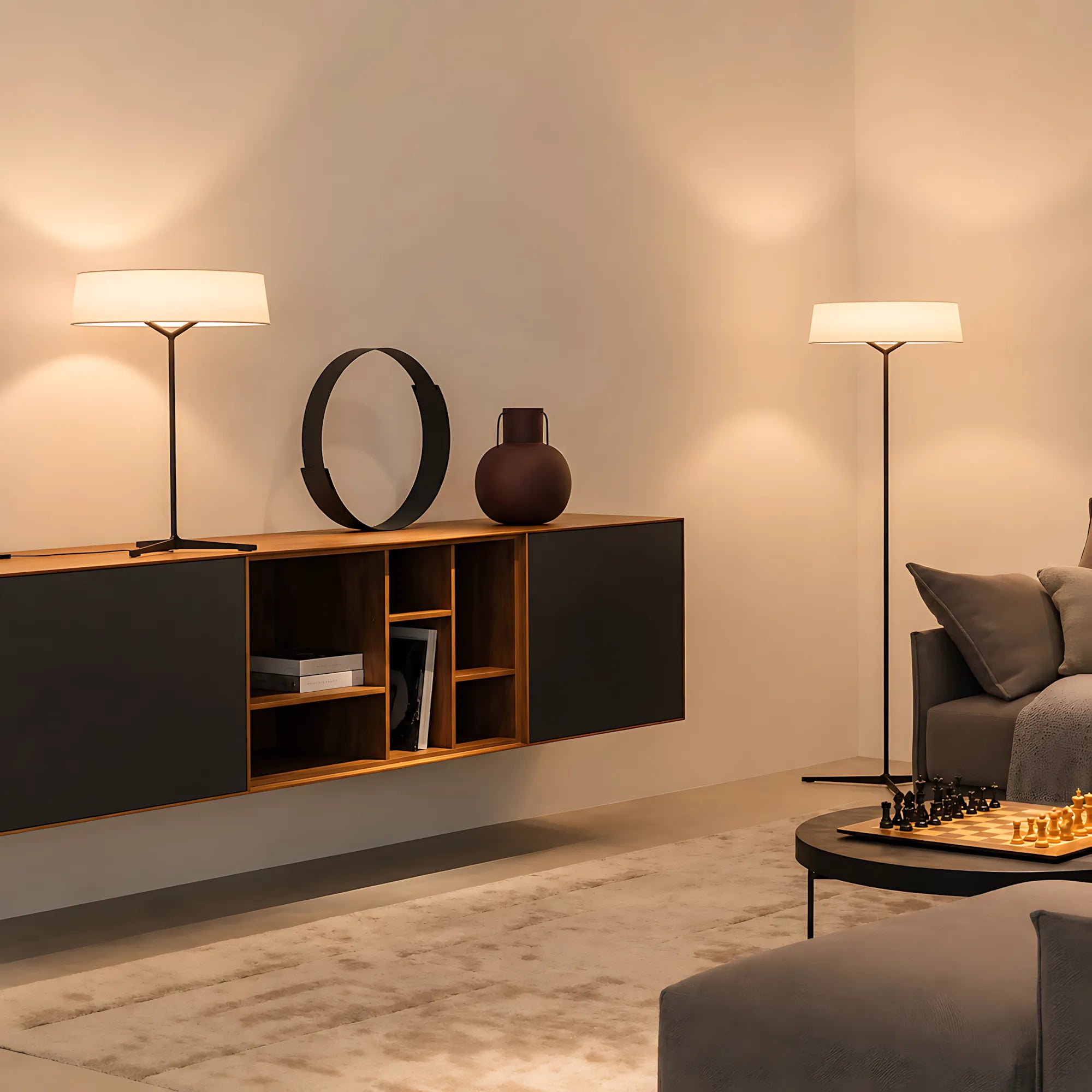 Veyra Modern Minimalist Fabric Shade Floor Lamp