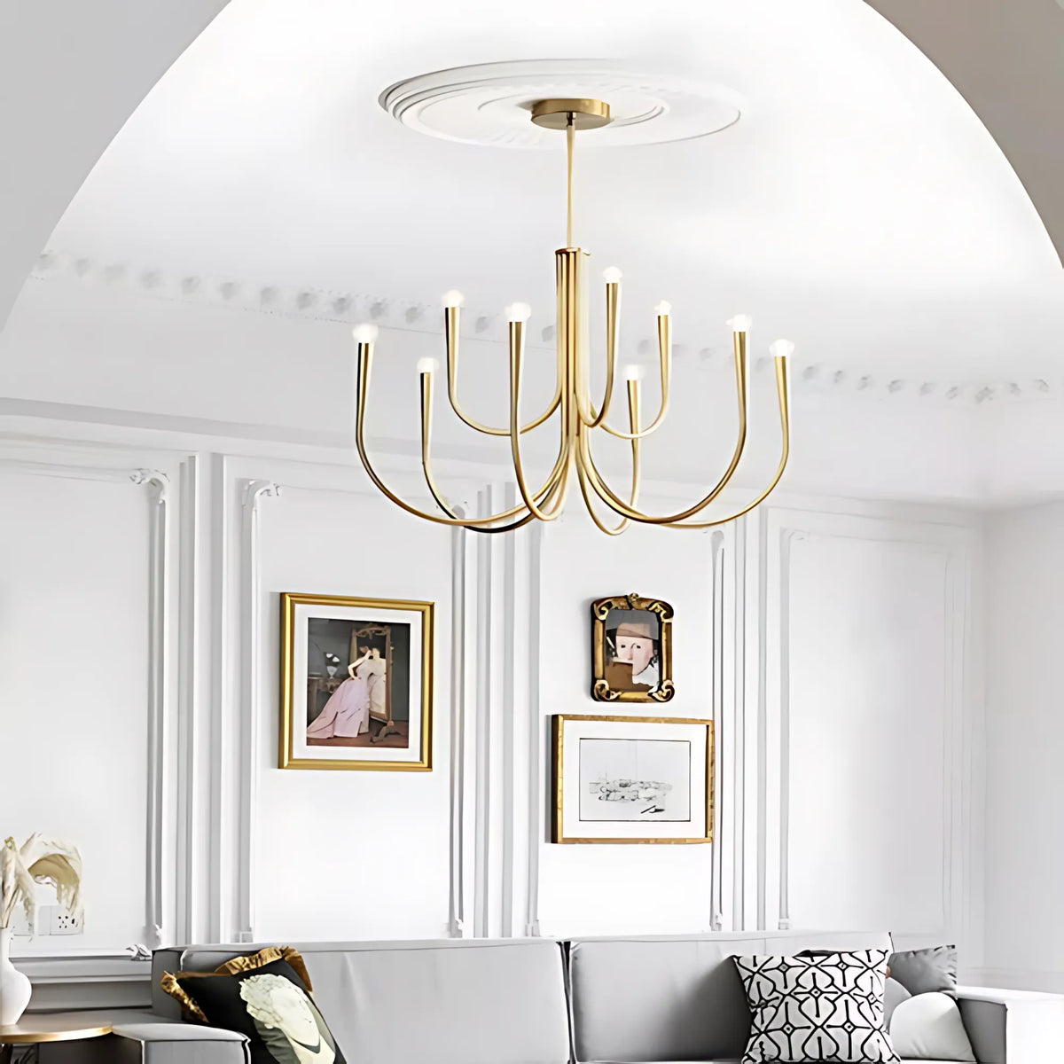 Vintage Curved-Arm Chandelier