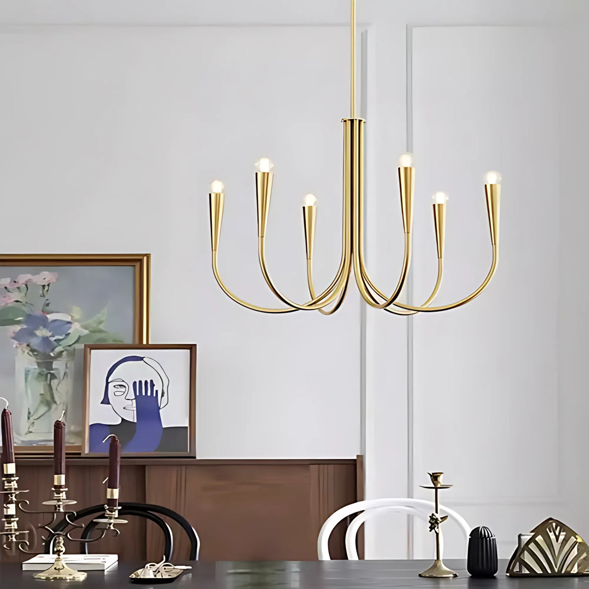 Vintage Curved-Arm Chandelier
