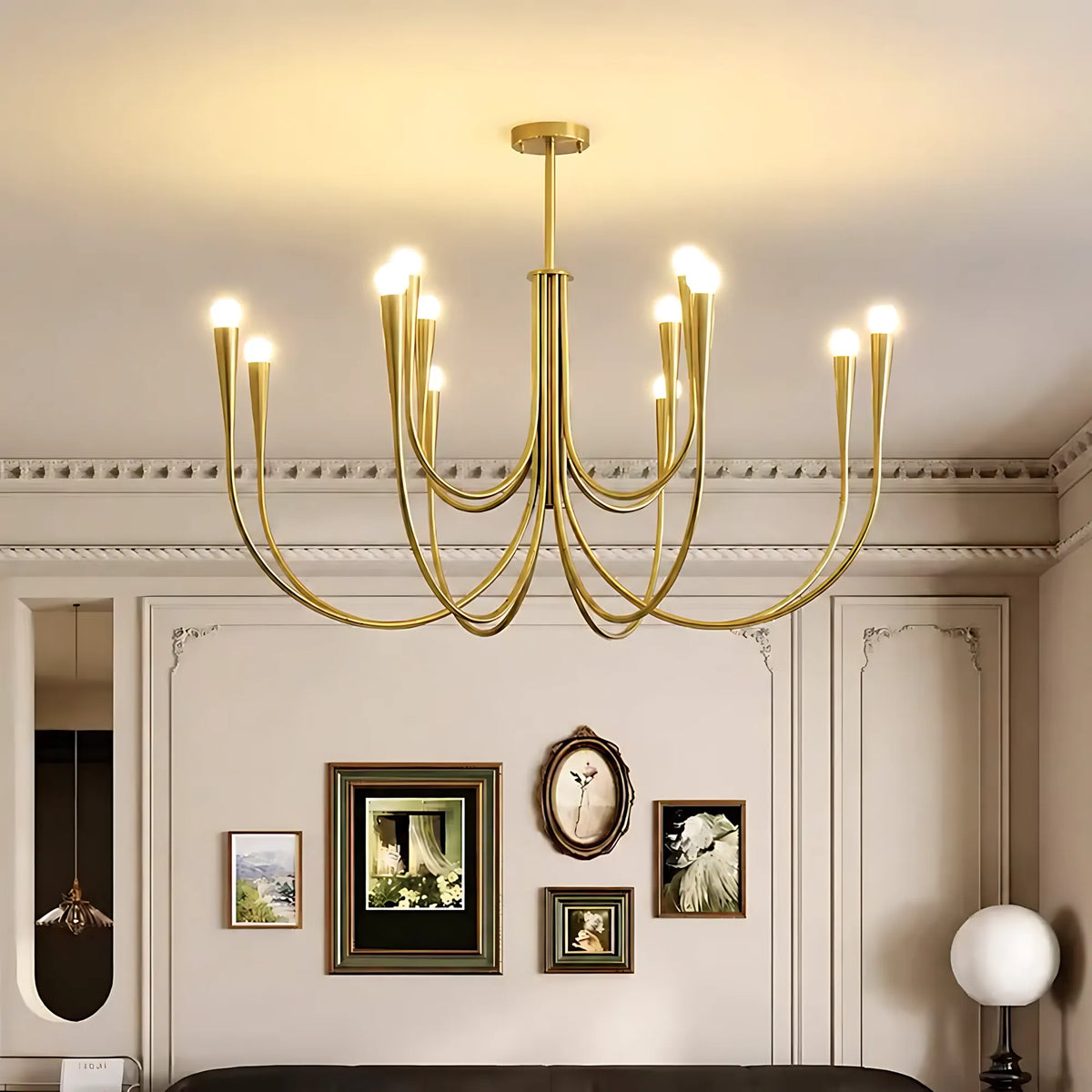 Vintage Curved-Arm Chandelier