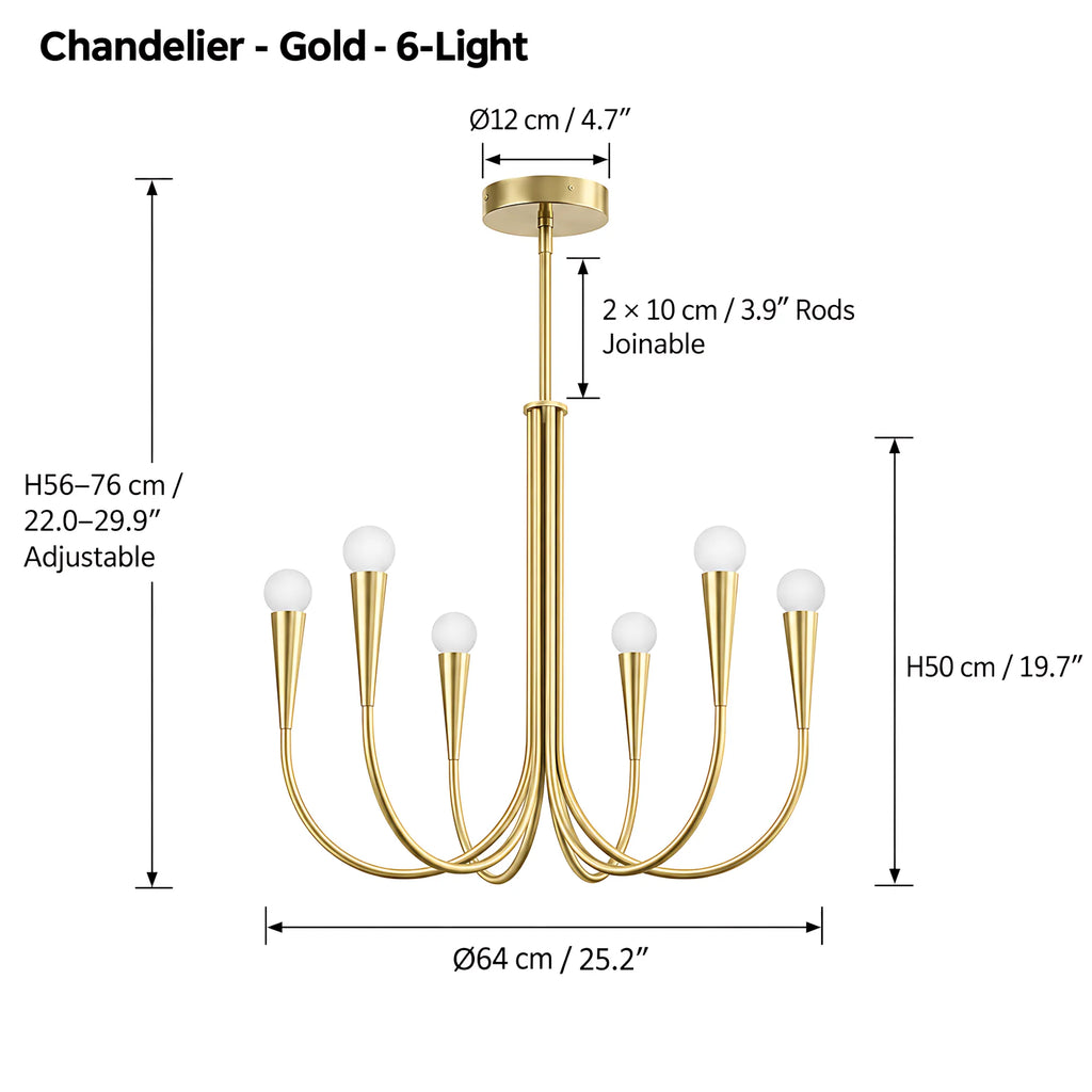 Vintage Curved-Arm Chandelier