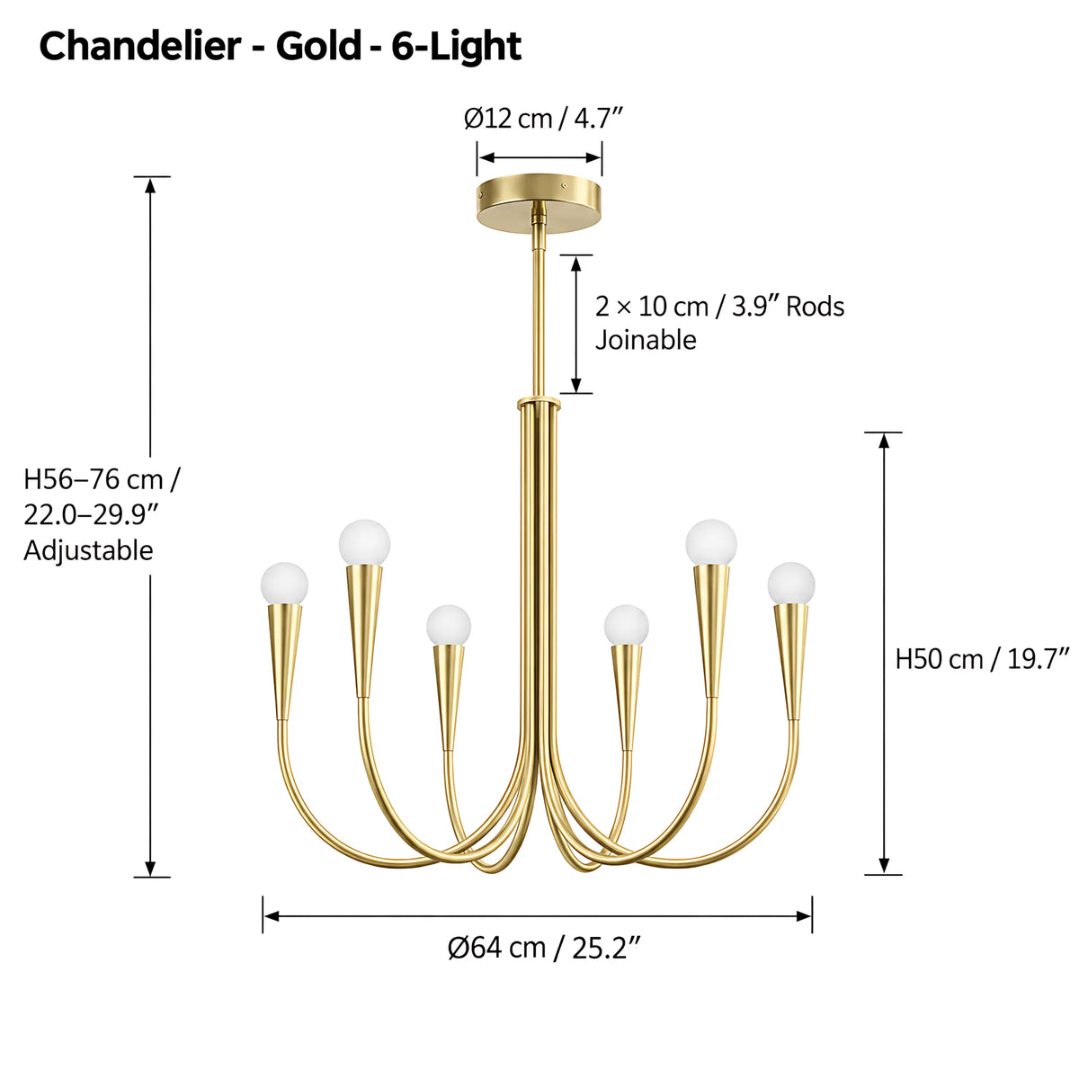 Vintage Curved-Arm Chandelier