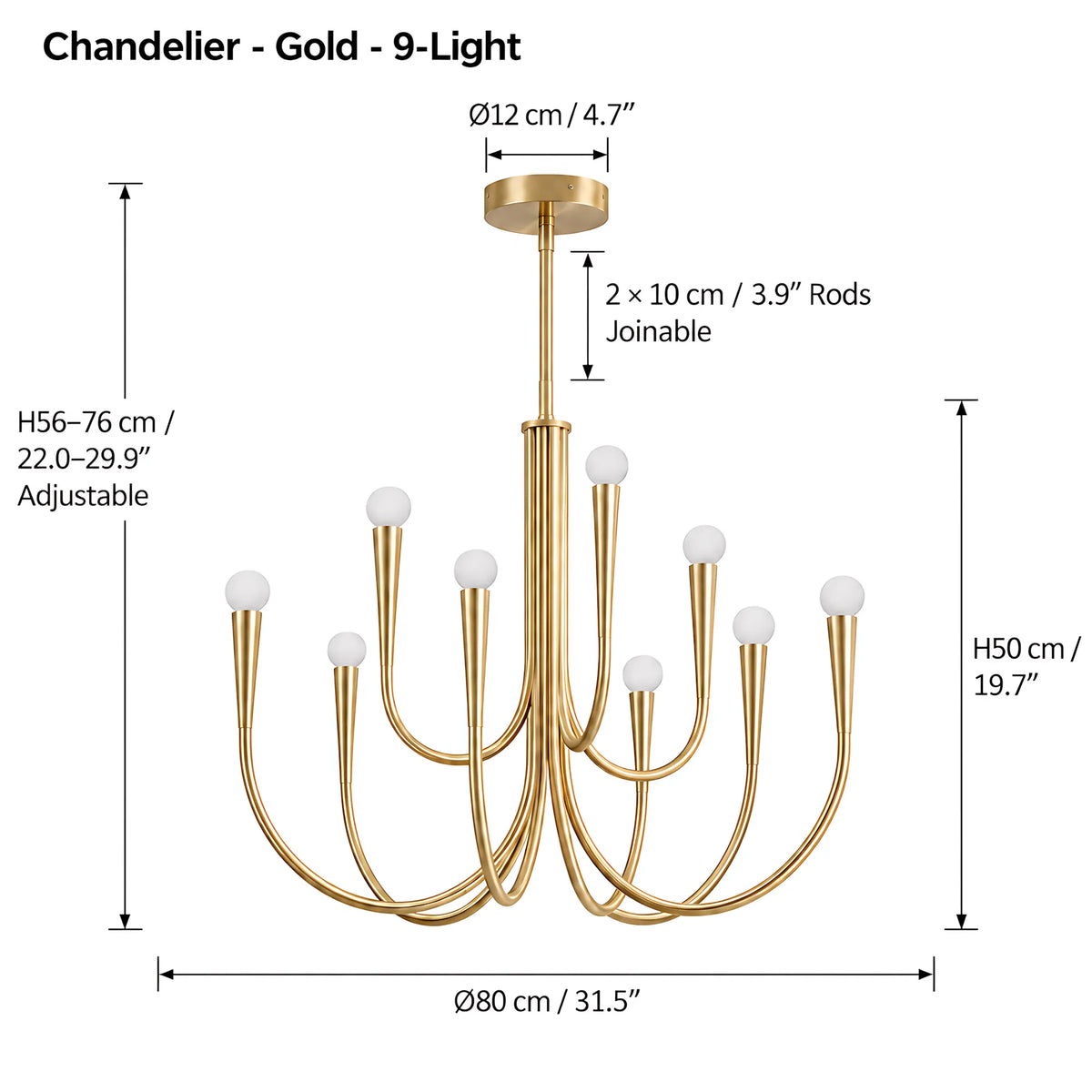 Vintage Curved-Arm Chandelier