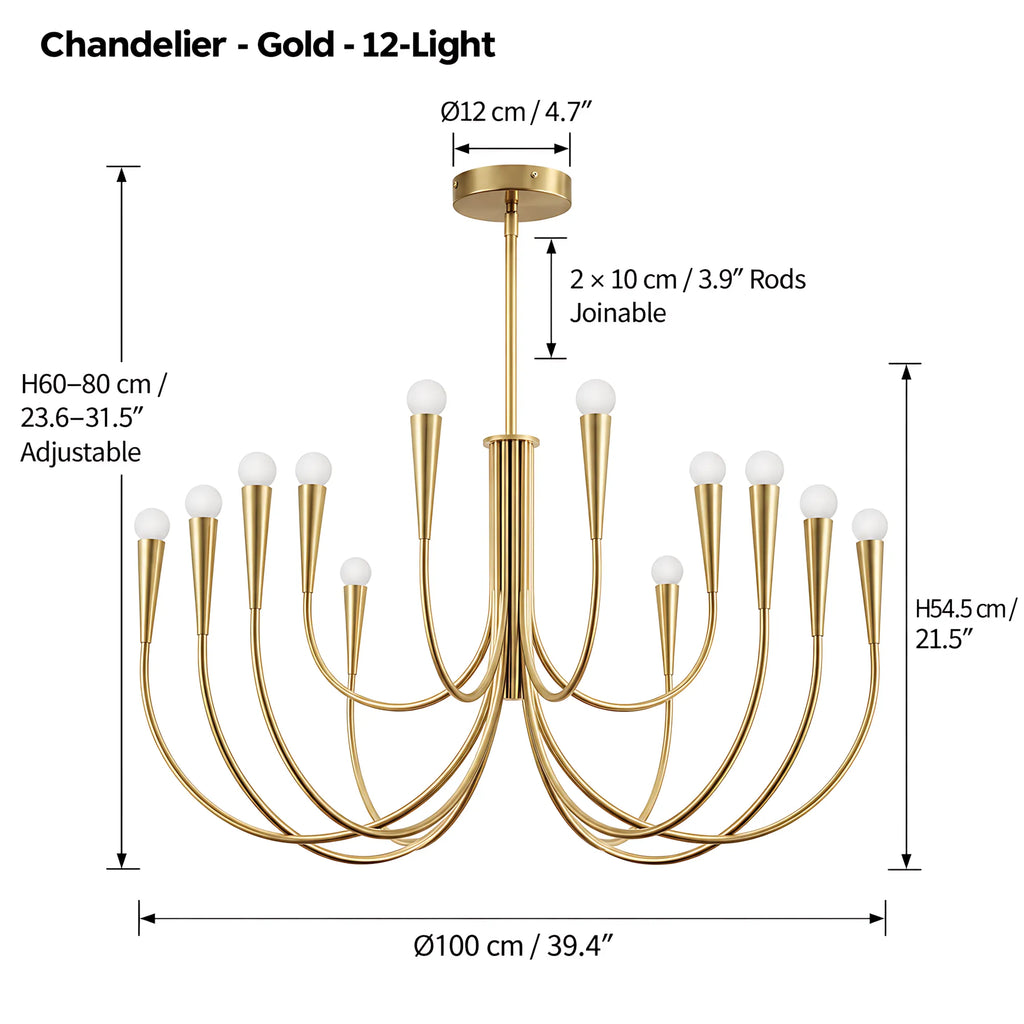 Vintage Curved-Arm Chandelier