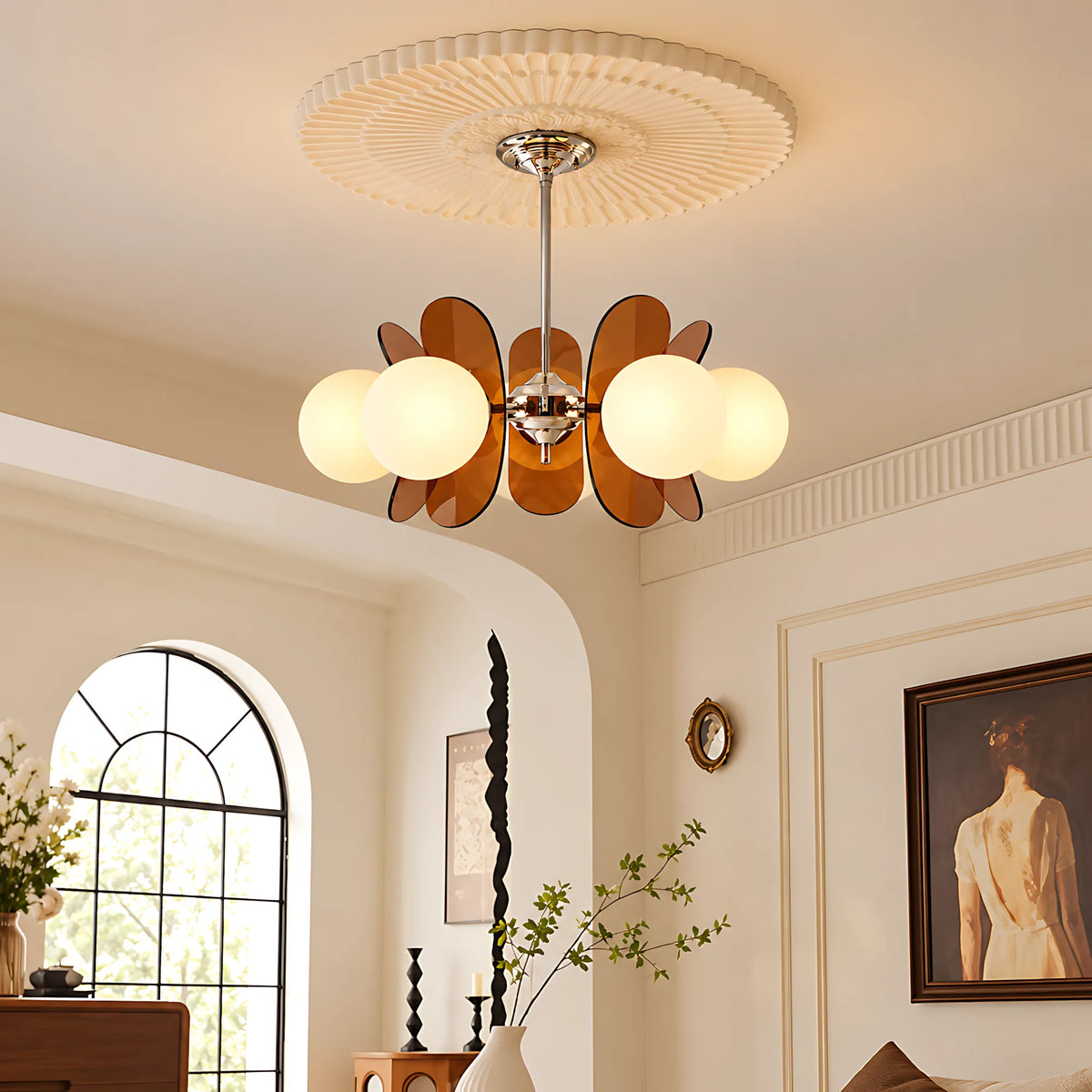 Vintage Petal Globe Chandelier