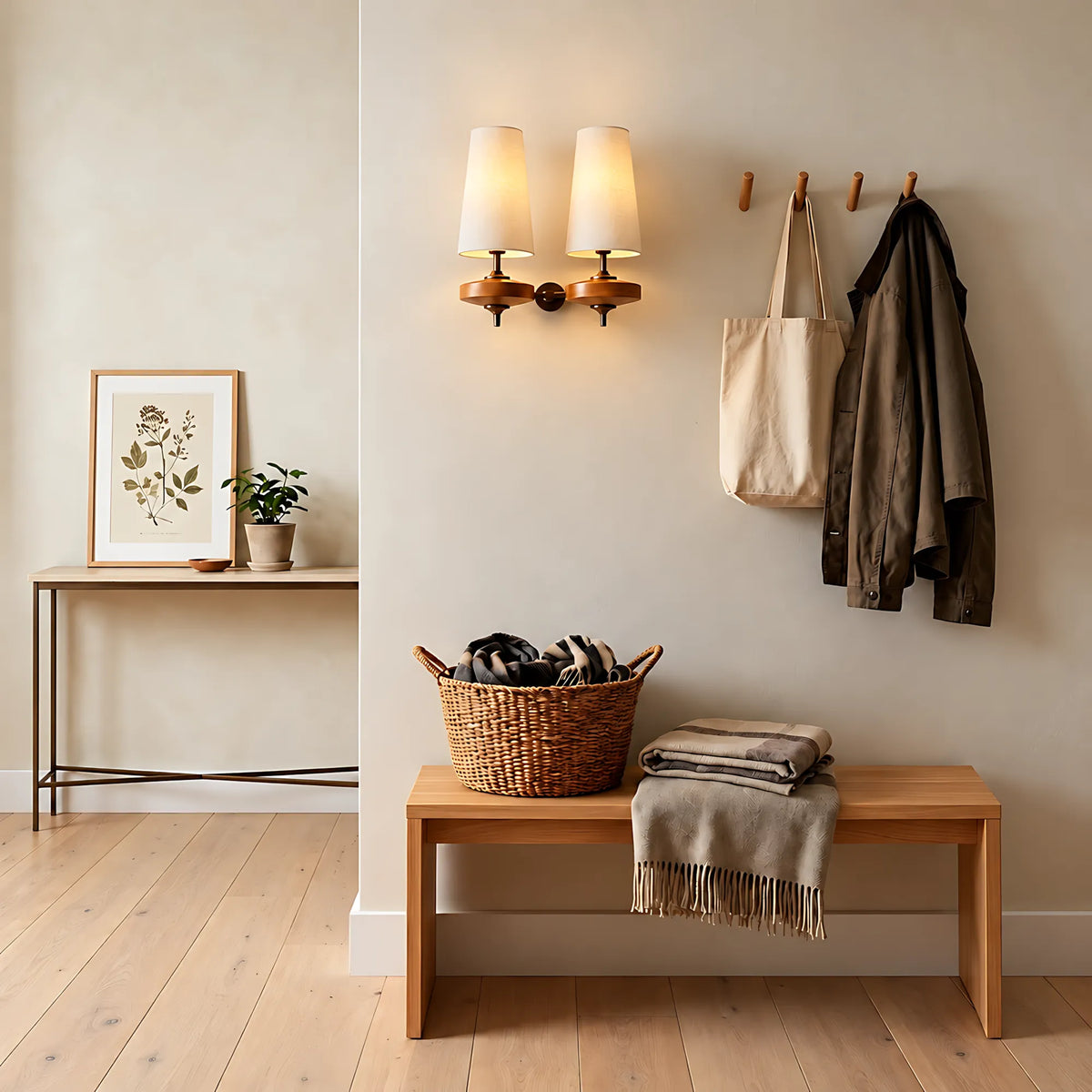Vintage Tapered Fabric Wall Light